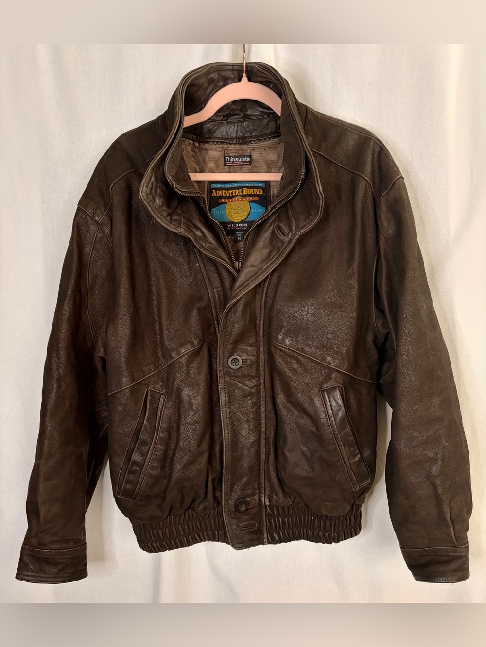 Wilson’s Leather Mens Medium Vintage 90s Adventure Bound Flight Bomber Jacket